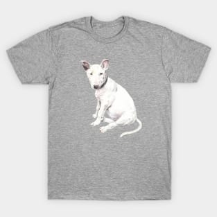 Watercolor Bull Terrier Dog Pet Portrait T-Shirt